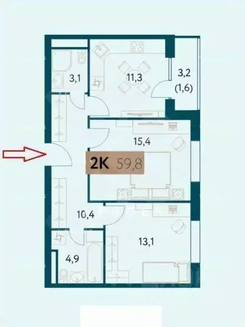 2-к кв. Москва Винницкая ул., 8к4 (59.5 м) - Фото 1