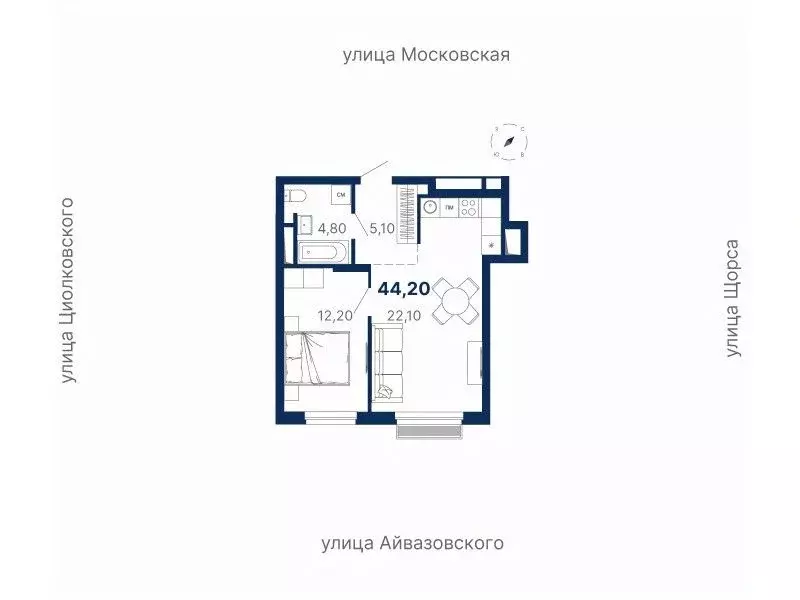 1-к кв. Свердловская область, Екатеринбург ул. Московская, 249/2 (44.1 ... - Фото 0