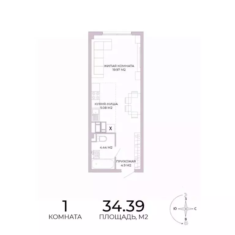 1-к кв. Пензенская область, Пенза Побочинская ул., с18 (34.39 м) - Фото 0