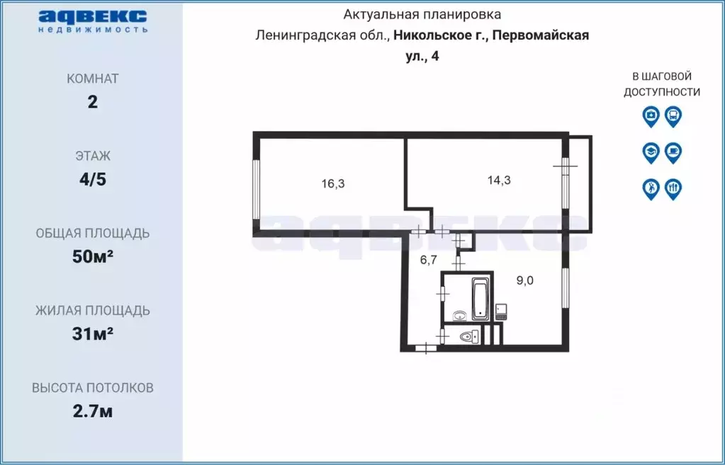 2-к кв. Ленинградская область, Никольское Тосненский район, ... - Фото 1