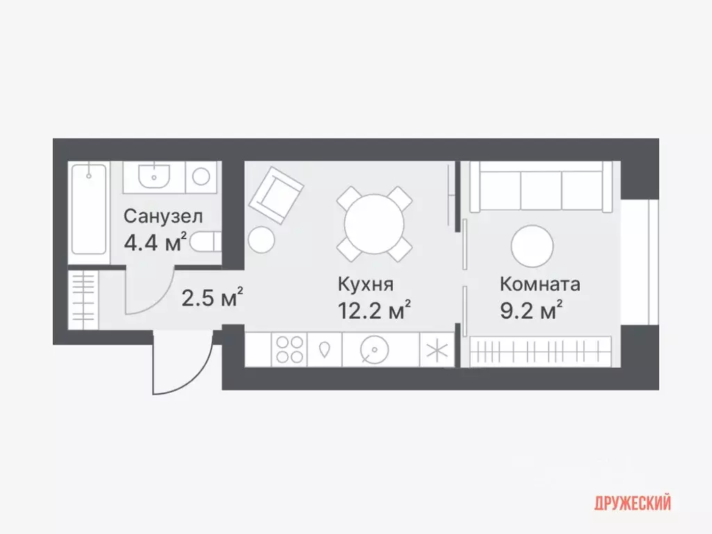 1-к кв. Тюменская область, Тюмень Кремлевская ул., 95 (28.3 м) - Фото 0
