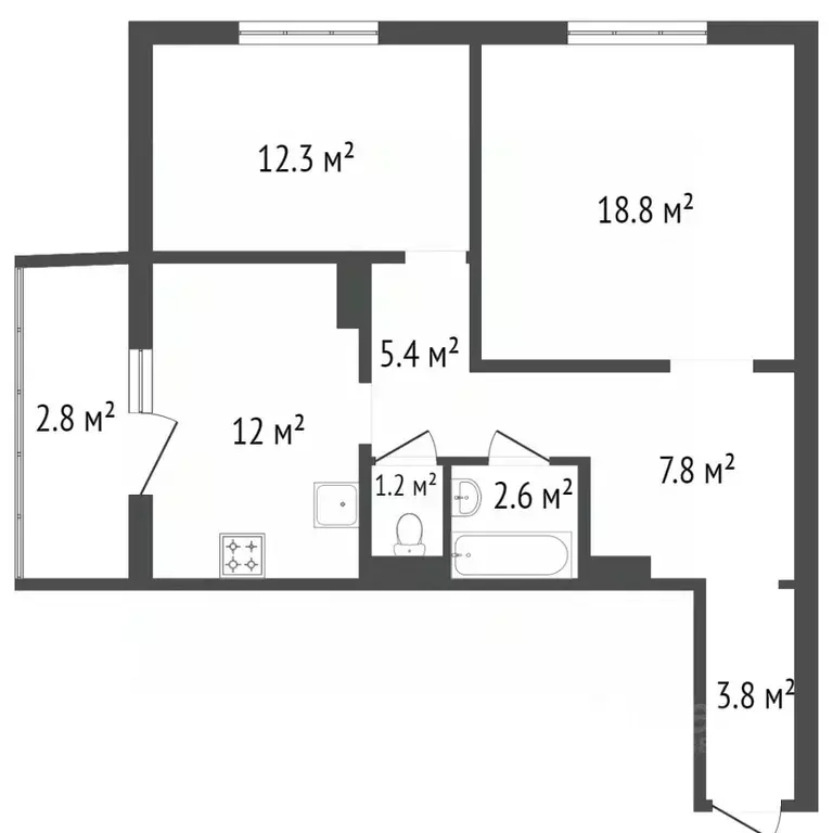 2-к кв. Красноярский край, Красноярск Уютный пер., 9 (63.9 м) - Фото 2