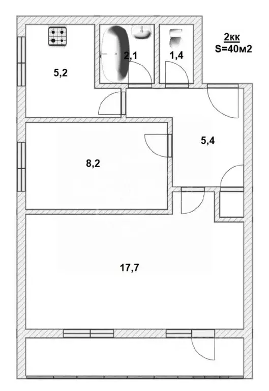 2-к кв. Калининградская область, Калининград ул. Гайдара, 29 (40.0 м) - Фото 1