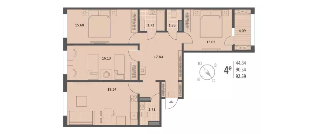Продаётся 3-к квартира, 92.59 м - Фото 0
