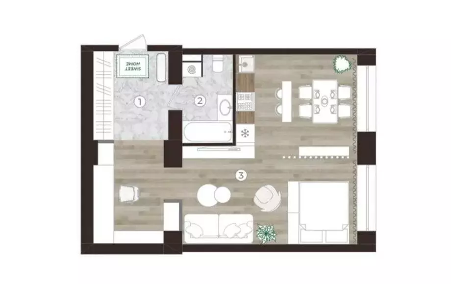 1-комнатная квартира: Новокузнецк, улица Кузнецова, 31 (48.5 м) - Фото 1