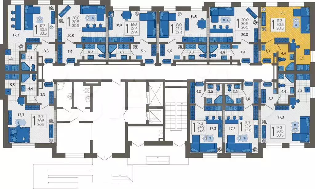 Квартира-студия, 30,5 м, 1/12 эт. - Фото 1