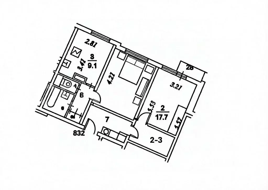 2-к кв. Москва Осенний бул., 5К3 (53.3 м) - Фото 2