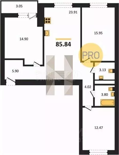 1-к кв. Калининградская область, Калининград Коммунистическая ул., 26 ... - Фото 2