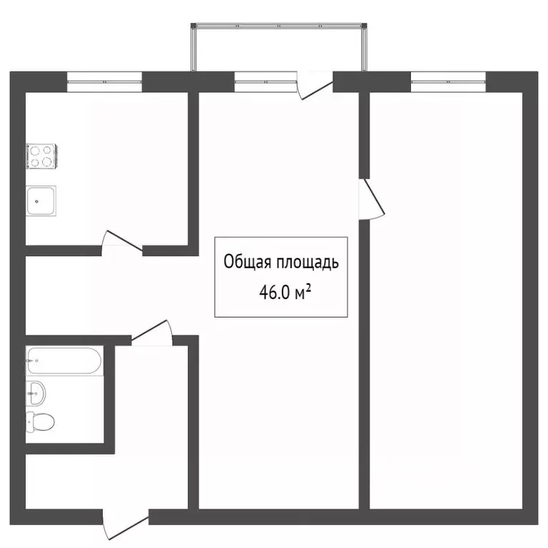 2-к кв. Томская область, Томск ул. Кулагина, 19 (47.0 м) - Фото 1