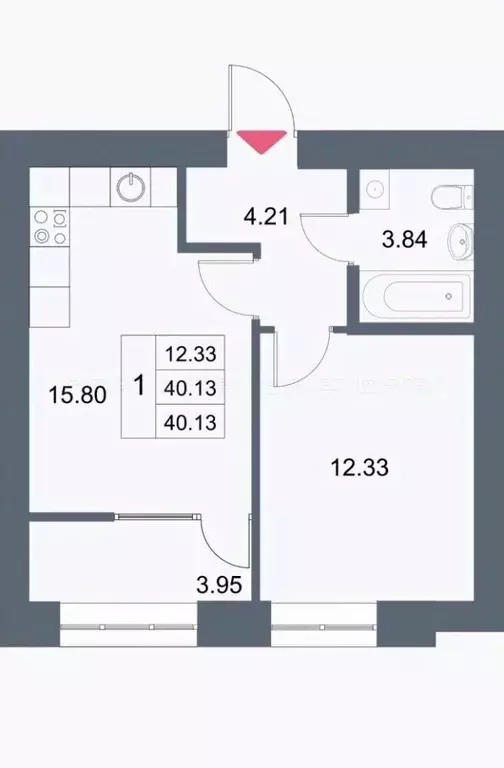 2-к кв. Татарстан, Казань ул. Азата Аббасова, 5 (41.2 м) - Фото 1