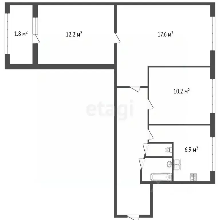 3-к кв. Санкт-Петербург Будапештская ул., 10К2 (59.5 м) - Фото 2