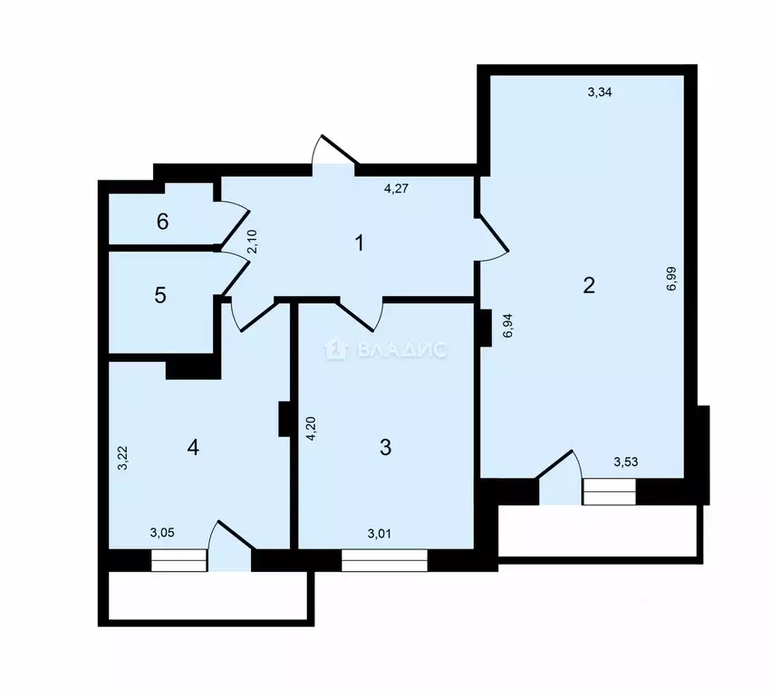 2-к кв. Владимирская область, Владимир ул. Родионовка, 6А (61.2 м) - Фото 2