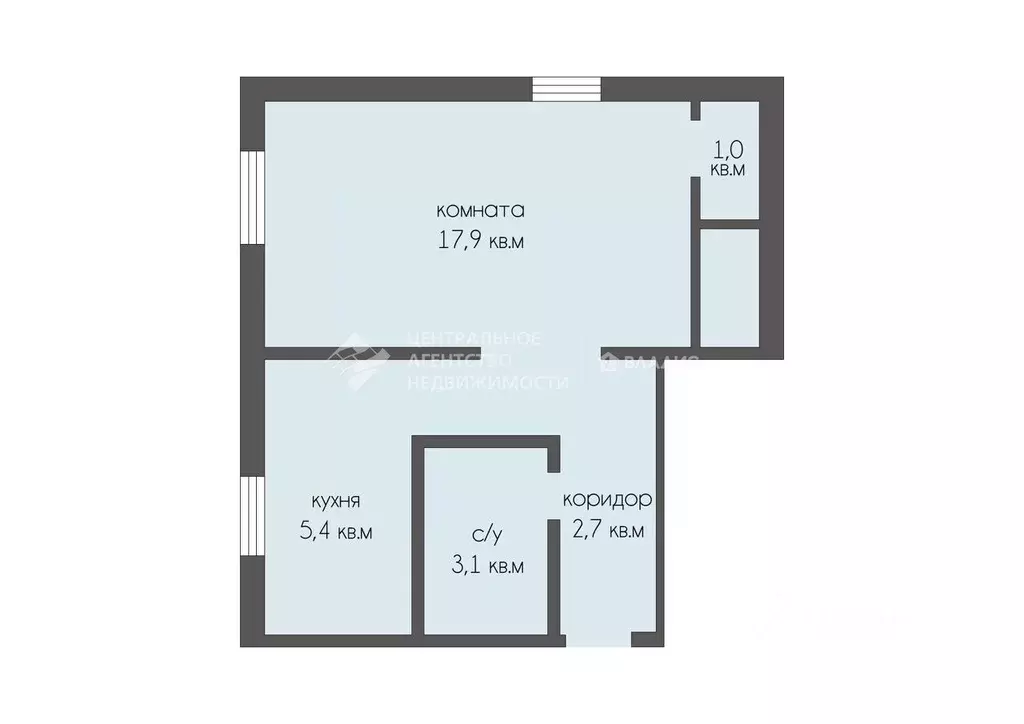 1-к кв. Рязанская область, Михайловский муниципальный округ, ... - Фото 2