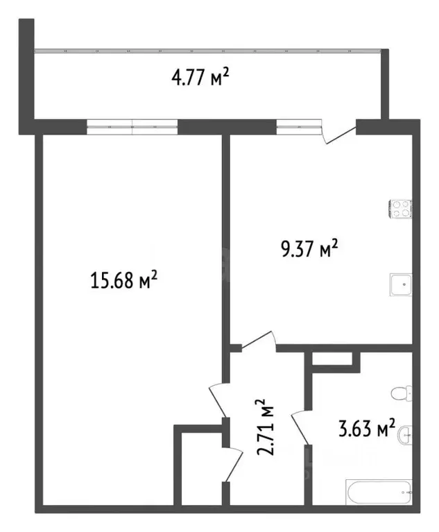 1-к кв. Тюменская область, Тюмень ул. Новоселов, 111 (31.9 м) - Фото 2