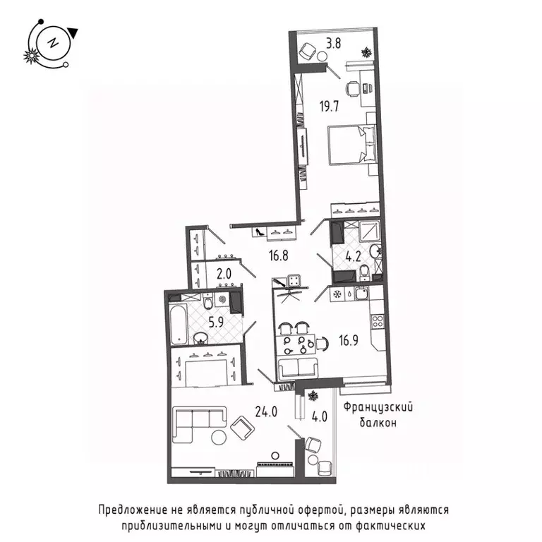 2-к кв. Санкт-Петербург Черниговская ул., 17 (94.8 м) - Фото 0