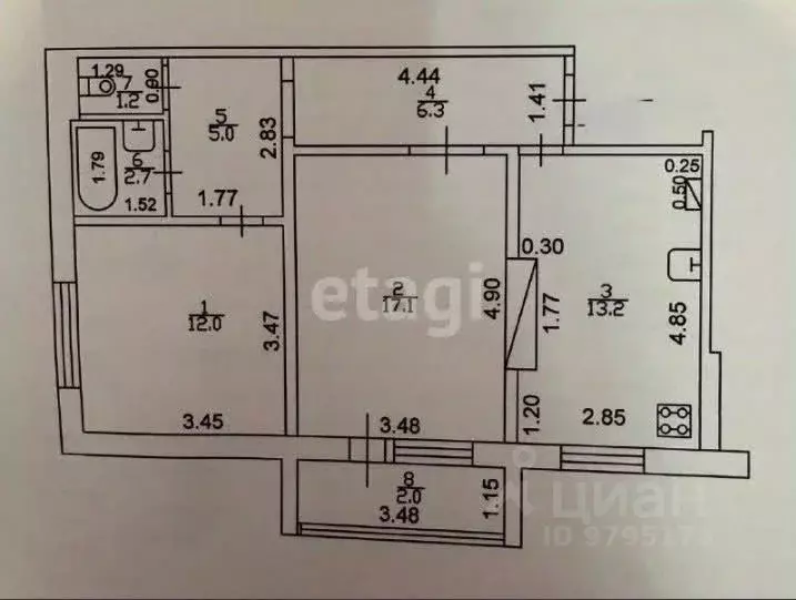 2-к кв. Татарстан, Зеленодольский район, Осиновское с/пос, с. Осиново ... - Фото 2