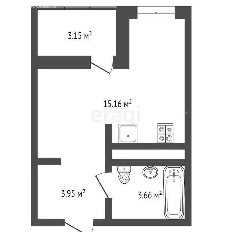 Квартира-студия: деревня Патрушева, улица Александра Пушкина, 8Б (22.1 ... - Фото 1