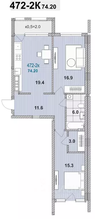 2-к кв. Калининградская область, Зеленоградск Атлантис жилой комплекс ... - Фото 1