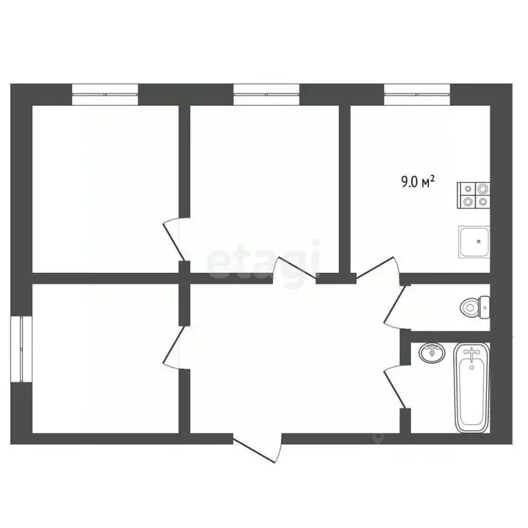 3-к кв. Ямало-Ненецкий АО, Муравленко ул. Нефтяников, 29 (65.0 м) - Фото 1