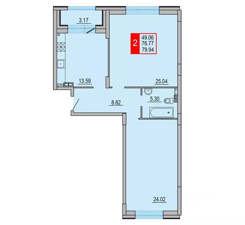2-к кв. Тверская область, Тверь Петербургское ш. (79.94 м) - Фото 1