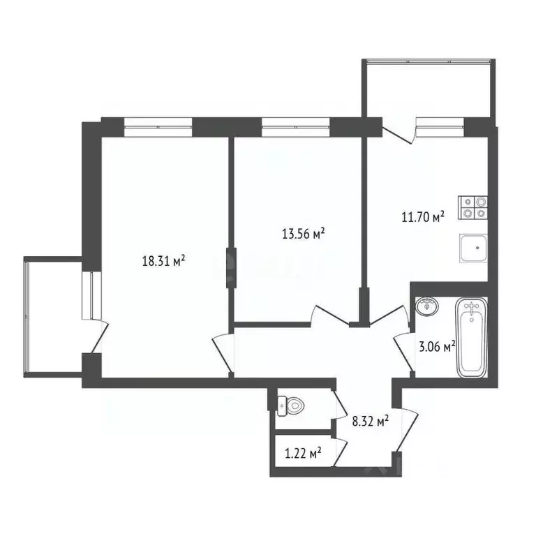 2-к кв. Воронежская область, Воронеж Острогожская ул., 156/1 (60.67 м) - Фото 1