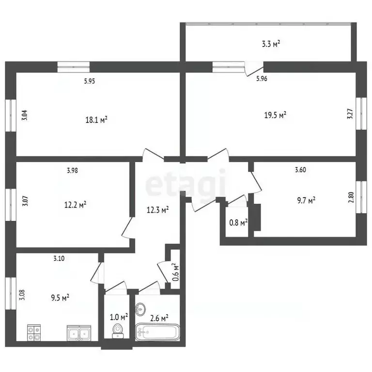 4-к кв. Татарстан, Альметьевск ул. Ленина, 106 (100.0 м) - Фото 2