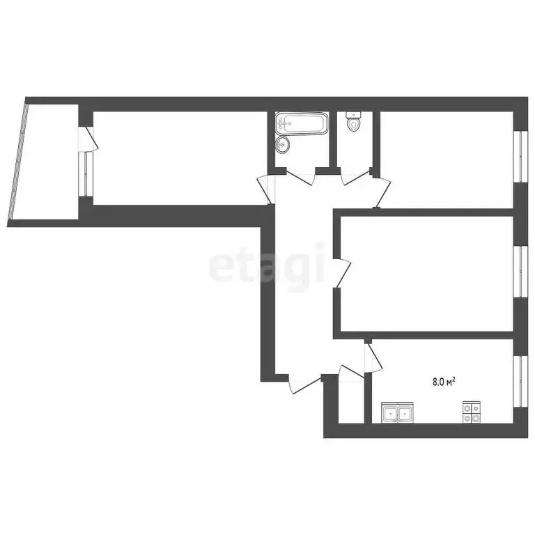 3-комнатная квартира: Тамбов, улица Рылеева, 102 (62.8 м) - Фото 0