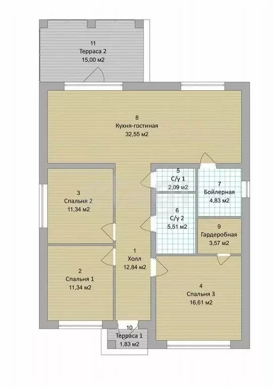 Дом в деревня Ямны, Полевая улица (117 м) - Фото 1