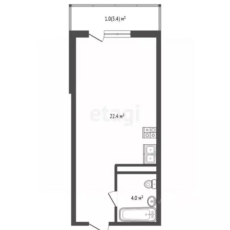 Студия Ростовская область, Ростов-на-Дону ул. Назарько, 4 (29.0 м) - Фото 2