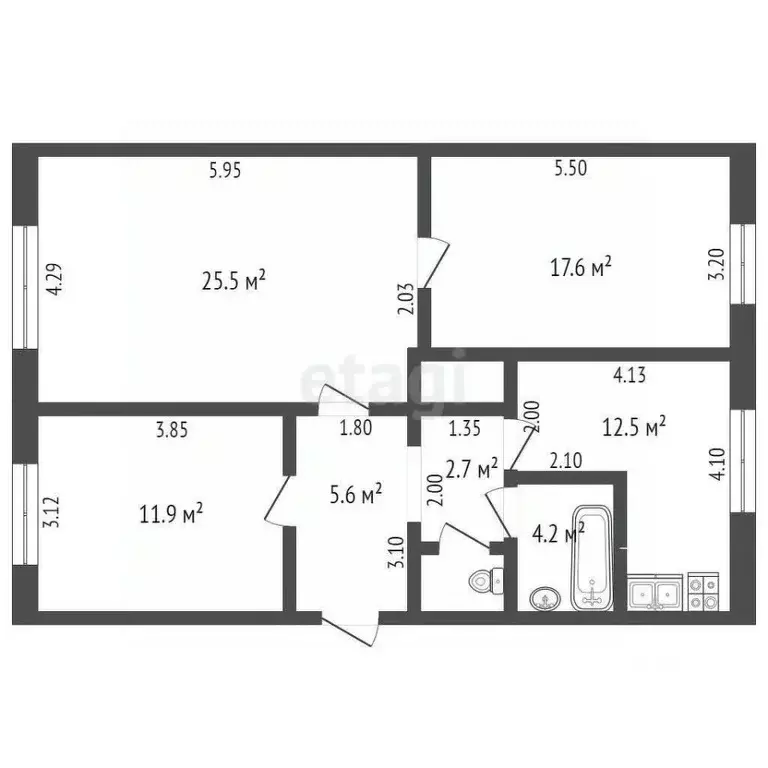 3-к кв. Ростовская область, Ростов-на-Дону Таганрогская ул., 135 (81.2 ... - Фото 1