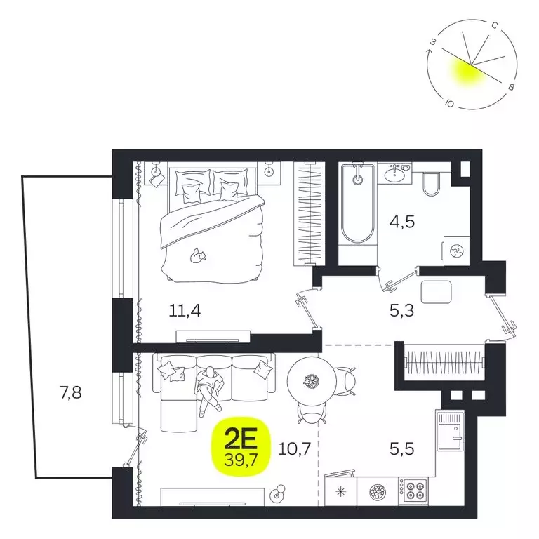 2-комнатная квартира: Екатеринбург, улица Титова, 19Б (39.7 м) - Фото 0