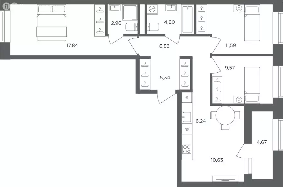 3-комнатная квартира: Пермь, Боровая улица, 20 (77.94 м) - Фото 1