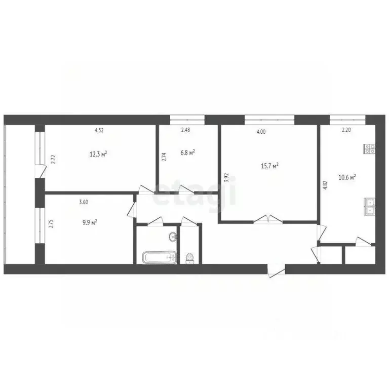 4-к кв. Вологодская область, Вологда пл. Бабушкина, 4 (71.9 м) - Фото 1