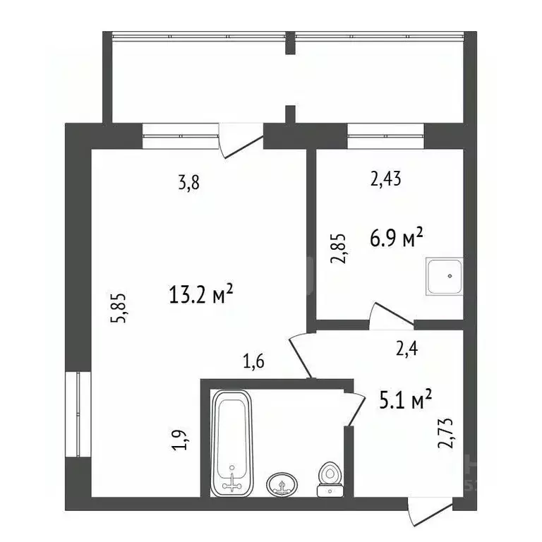 1-к кв. Красноярский край, Красноярск ул. Энергетиков, 16 (35.3 м) - Фото 2