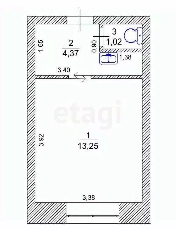 Студия Ульяновская область, Ульяновск ул. Северный Венец, 6 (18.6 м) - Фото 1