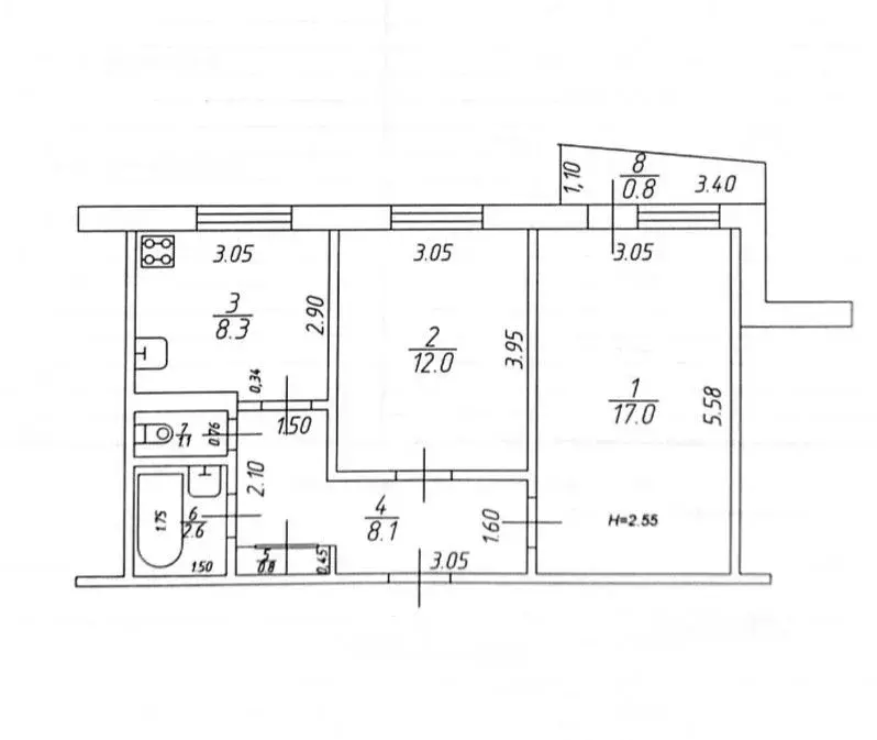 2-к кв. Татарстан, Казань просп. Ямашева, 94 (49.9 м) - Фото 2