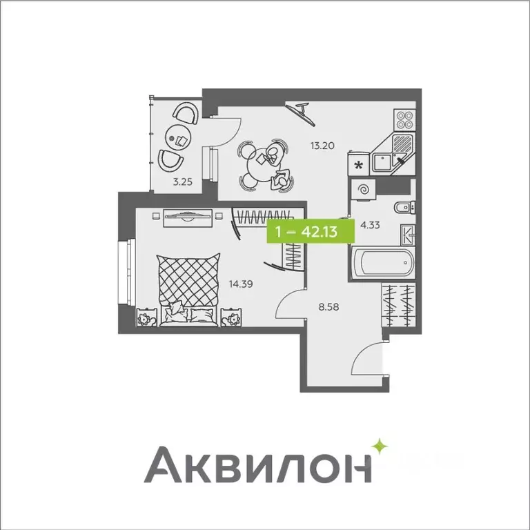 1-к кв. Архангельская область, Архангельск ул. Валявкина, 38к3 (42.13 ... - Фото 1