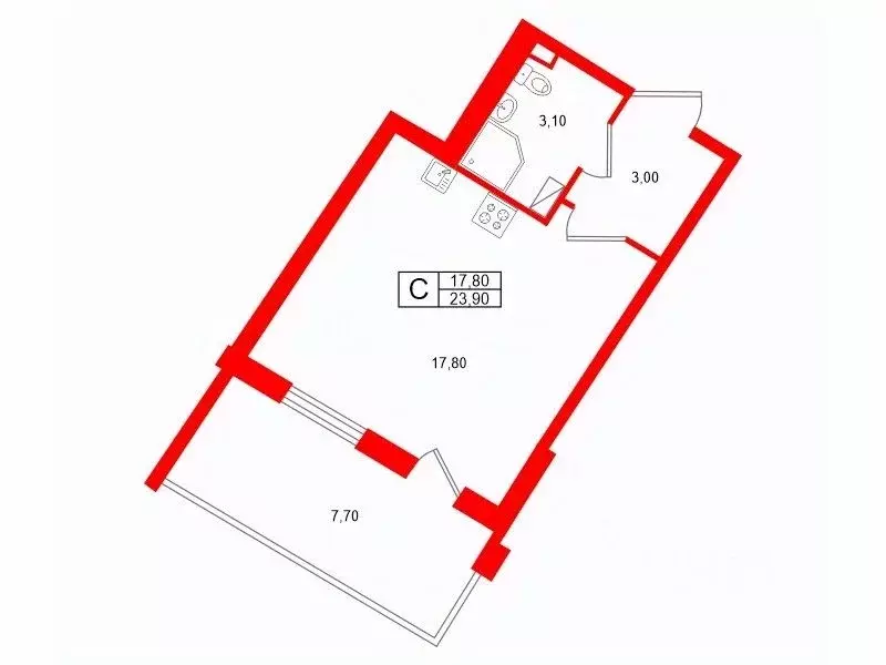Студия Санкт-Петербург Пулковское ш., 95к4 (23.9 м) - Фото 1