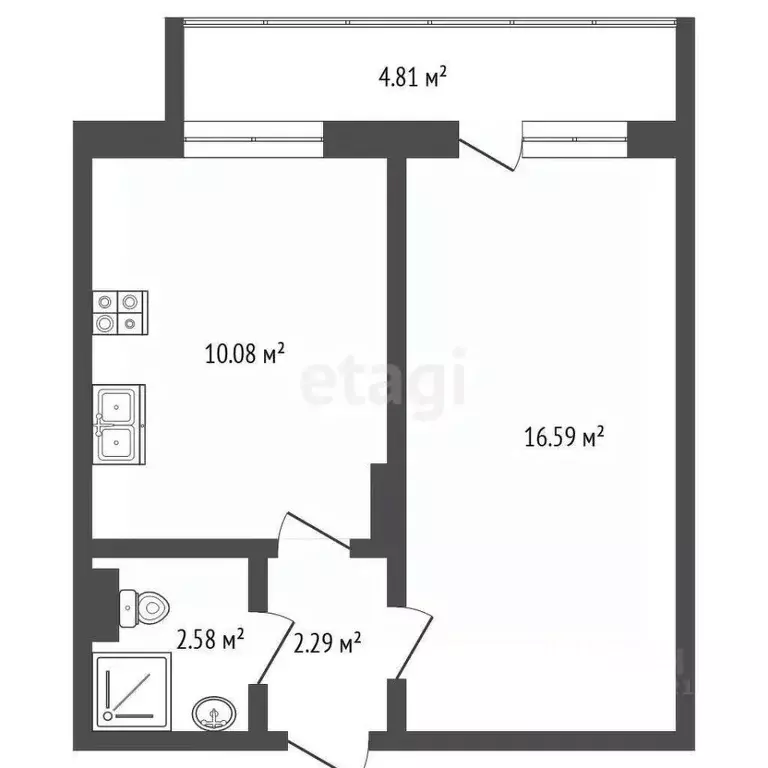 1-к кв. Пермский край, Пермь ул. Гашкова, 53к2 (31.6 м) - Фото 1