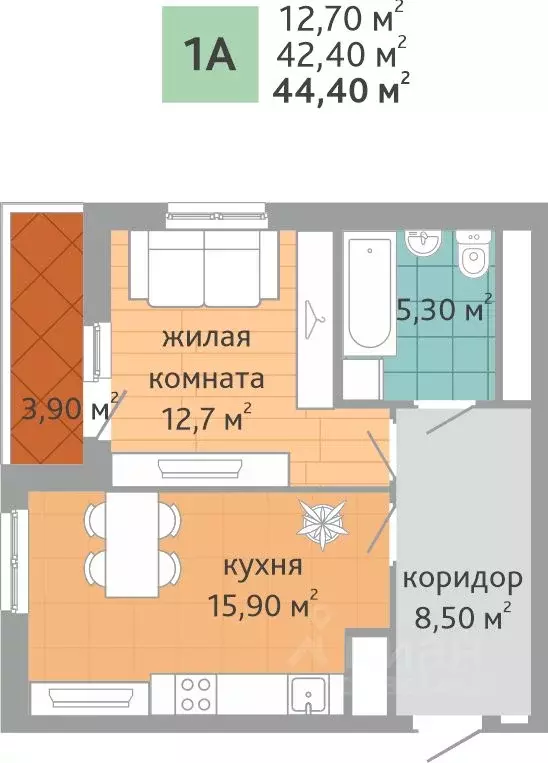 1-к кв. Свердловская область, Екатеринбург ВИЗ жилрайон, Семейный ... - Фото 1