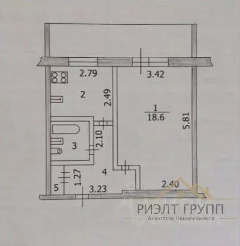1-к кв. Татарстан, Казань ул. Литвинова, 55 (39.8 м) - Фото 2