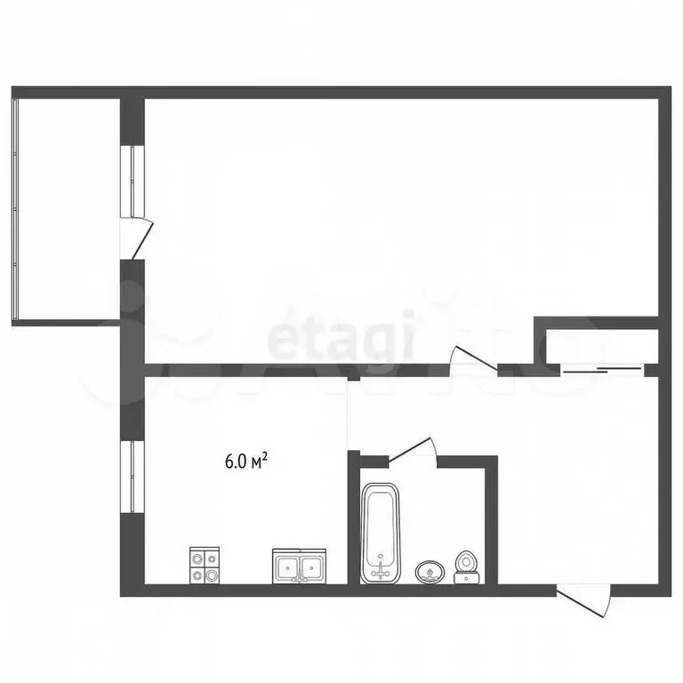 1-к. квартира, 25 м, 4/5 эт. - Фото 1