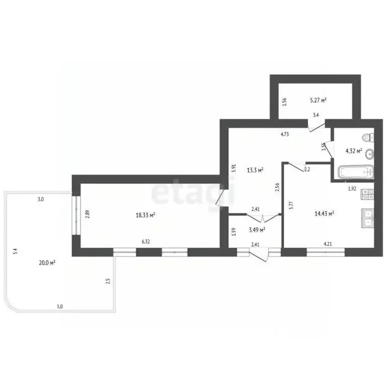 2-к кв. Московская область, Одинцовский городской округ, д. Митькино ... - Фото 1