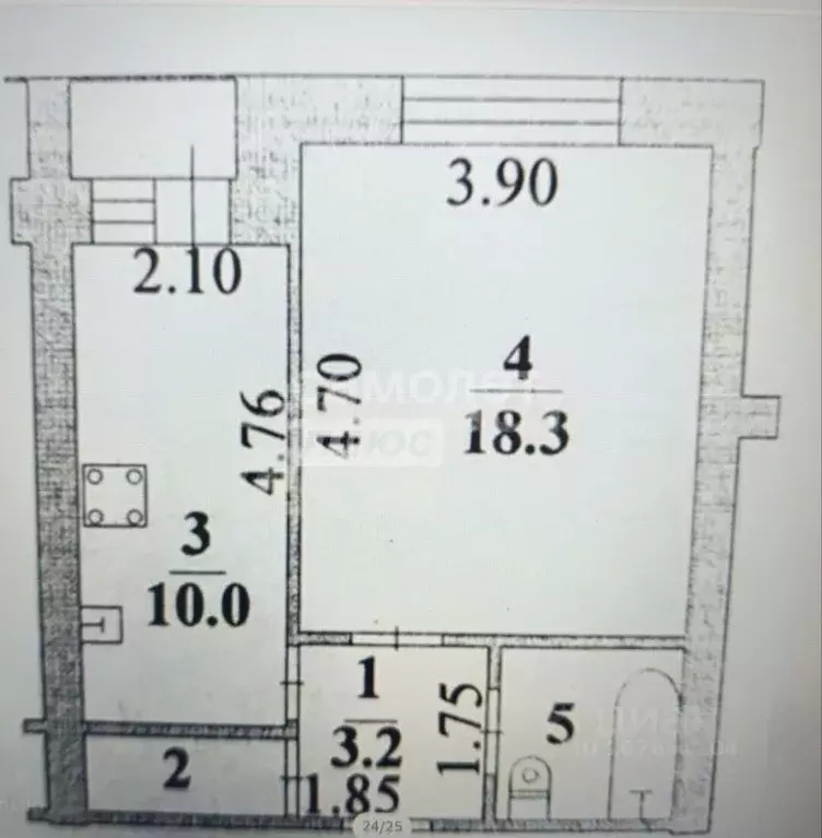 1-к кв. Липецкая область, Липецк Полиграфическая ул., 12 (35.7 м) - Фото 2