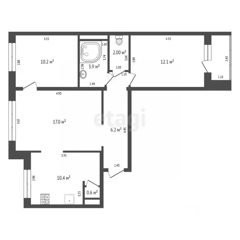 3-к кв. Брянская область, Брянск Почтовая ул., 35А (63.4 м) - Фото 1