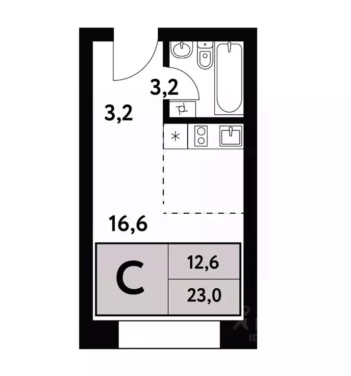 Студия Москва Фестивальная ул., 15к24/1 (23.0 м) - Фото 0