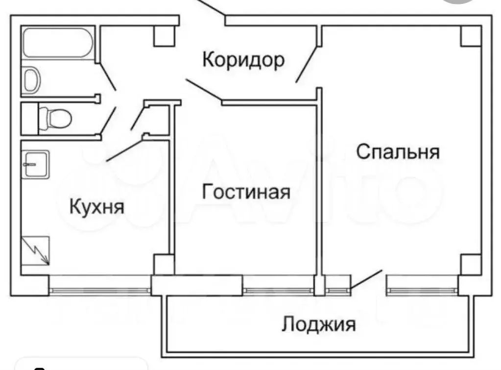2-к. квартира, 47 м, 1/9 эт. - Фото 1
