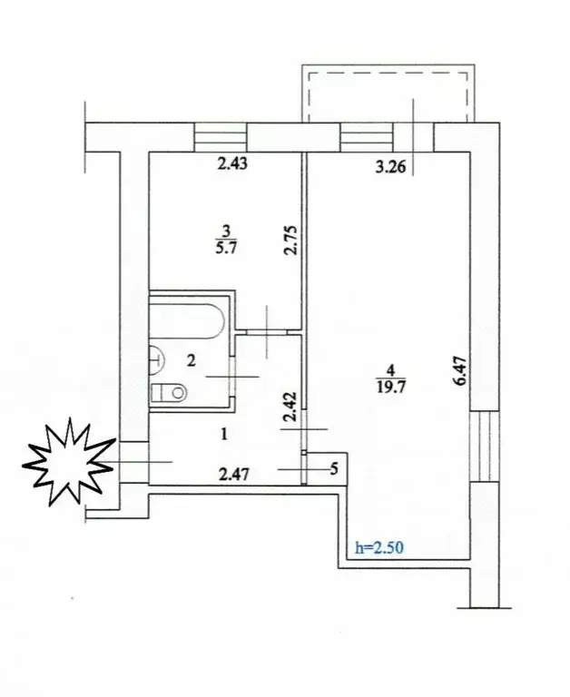 1-комнатная квартира: Волжский, улица Наримана Нариманова, 11 (32.8 м) - Фото 2