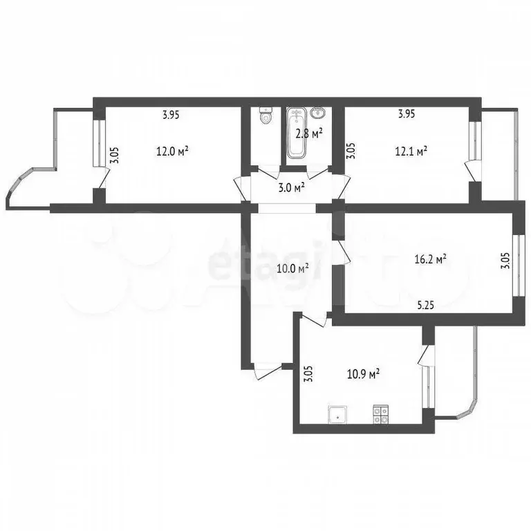 3-к. квартира, 68 м, 3/9 эт. - Фото 0