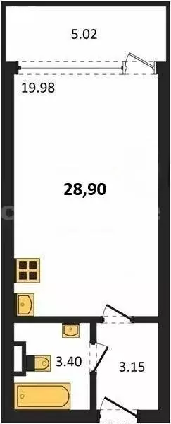 1-комнатная квартира: Севастополь, Парковая улица, 5 (28.91 м) - Фото 1